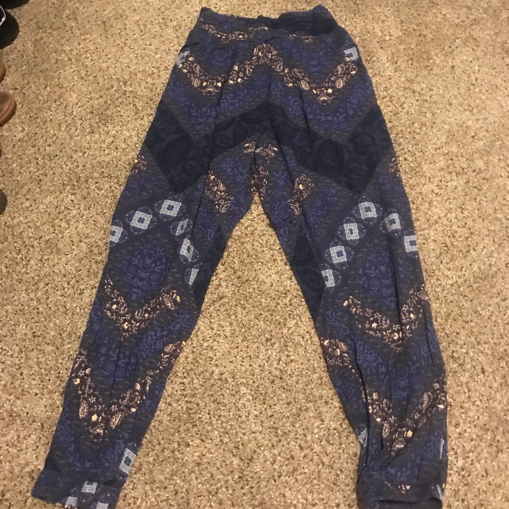 high rise patterned pants